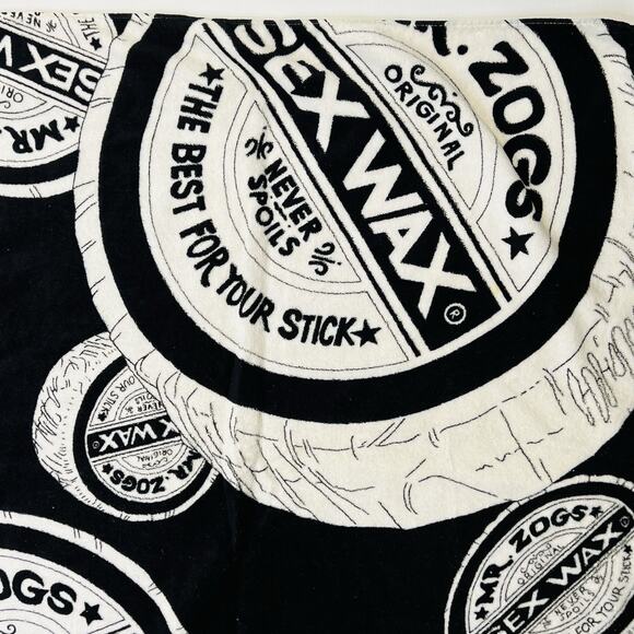 Vintage 80s Sex Wax Beach Towel Size 61” X 32” Mr Zog’s All Over Print Black - Picture 4 of 11